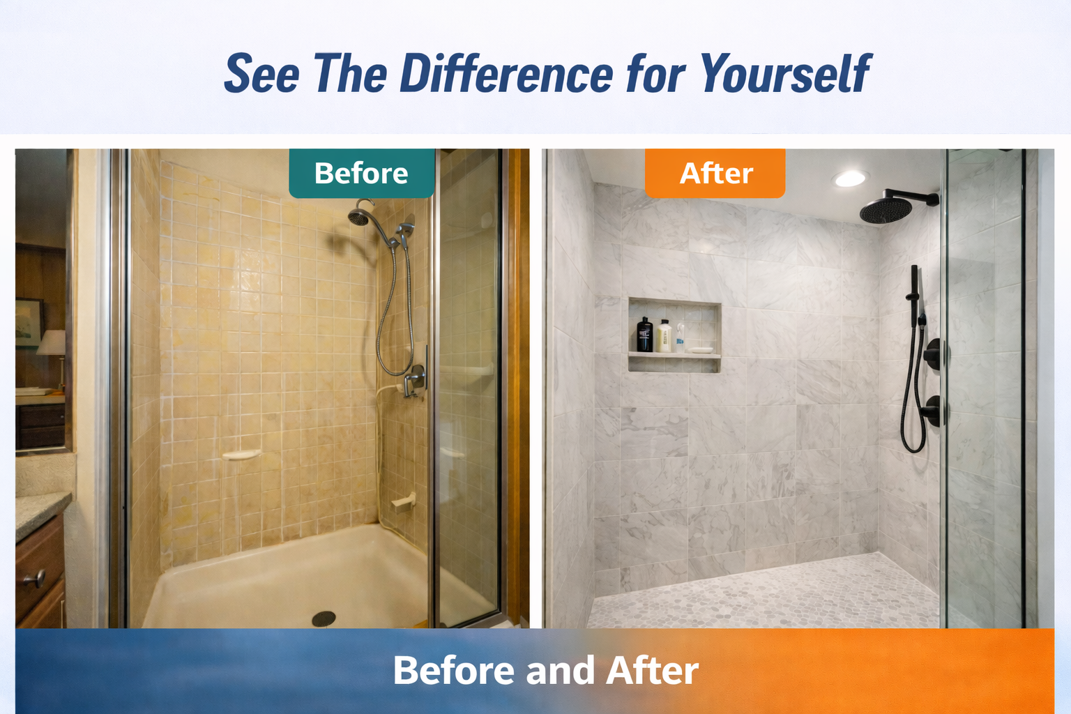 Bathroom remodel before and after comparison