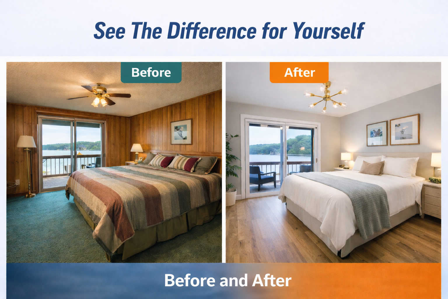 Bedroom remodel before and after comparison