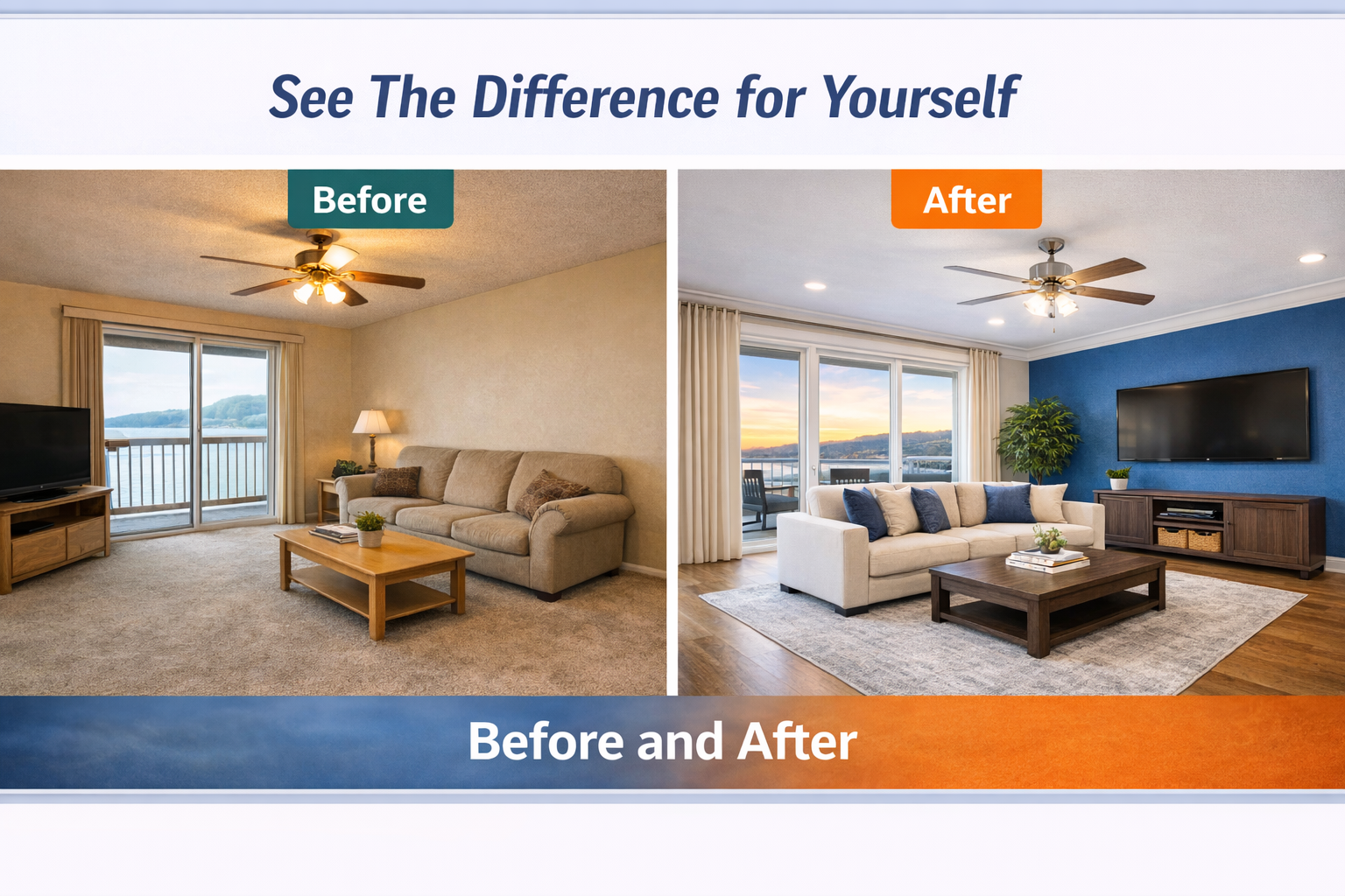 Interior painting before and after transformation