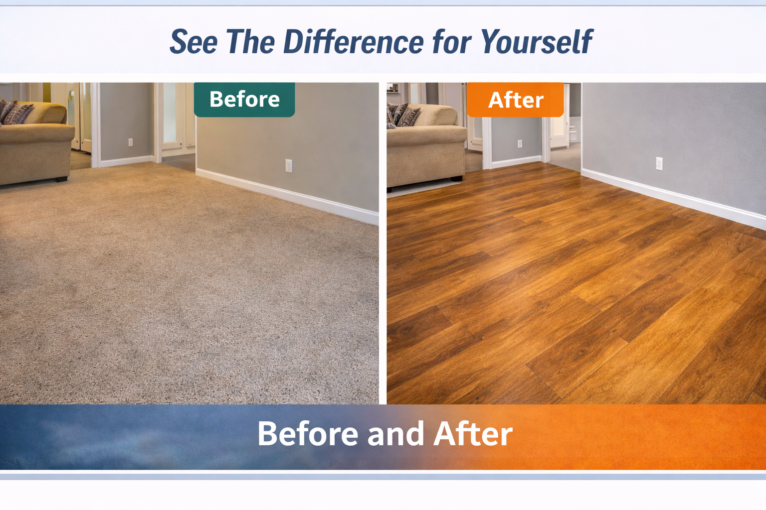 Luxury flooring before and after transformation