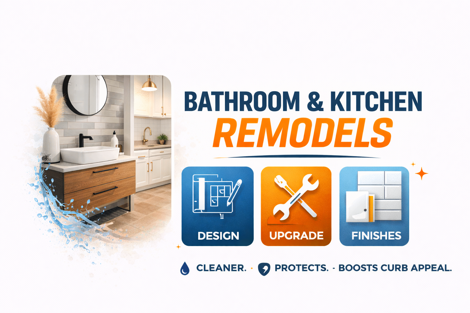 Bathroom and kitchen remodel service graphic