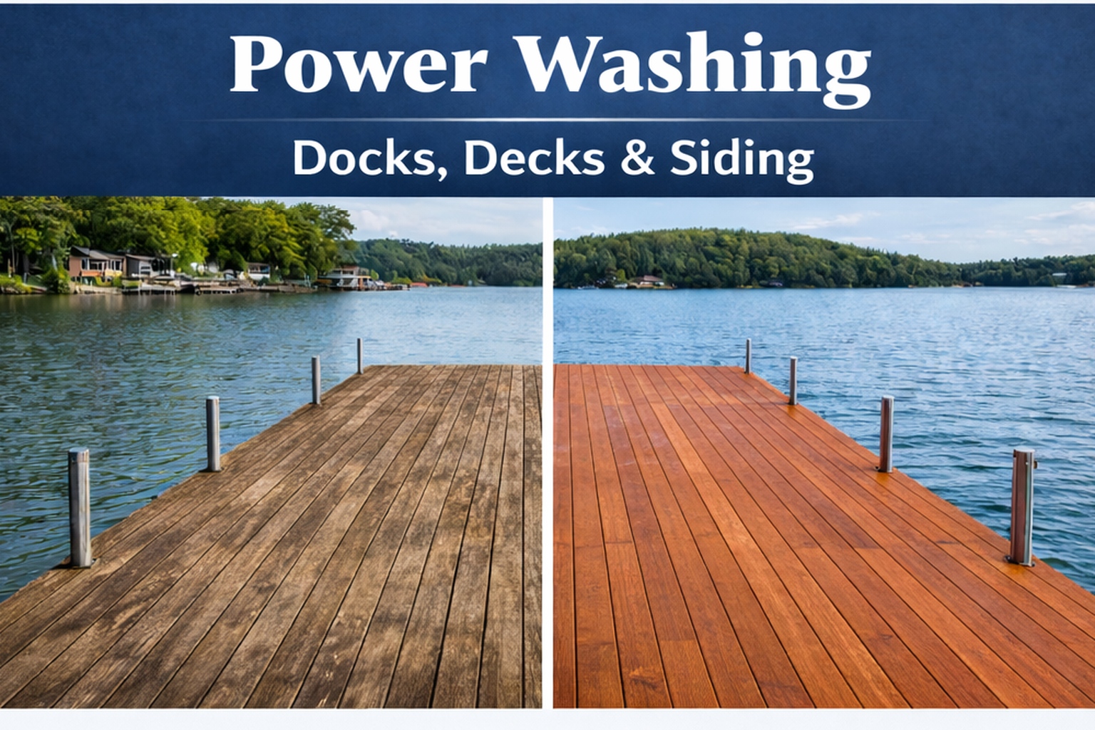 Power washing service for docks, decks, and siding